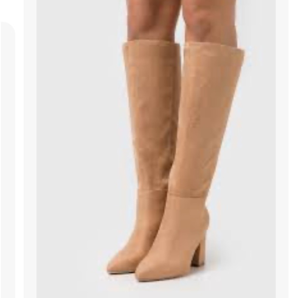 Black Suede Knee High Heel Boots BNIB
